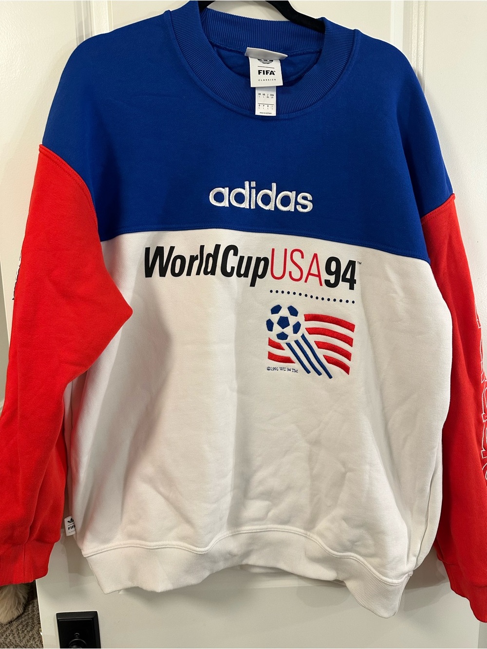 adidas Colorblock World Cup USA 94 Crewneck - Blue/White/Red